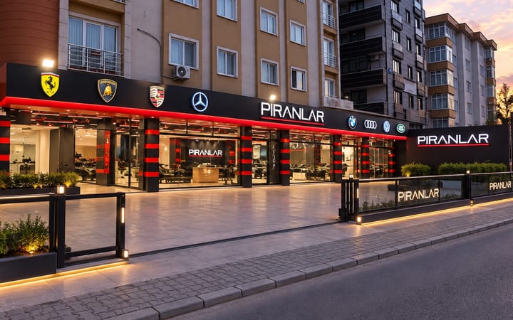 Piranlar Otomotiv showroomunun dış cephesi